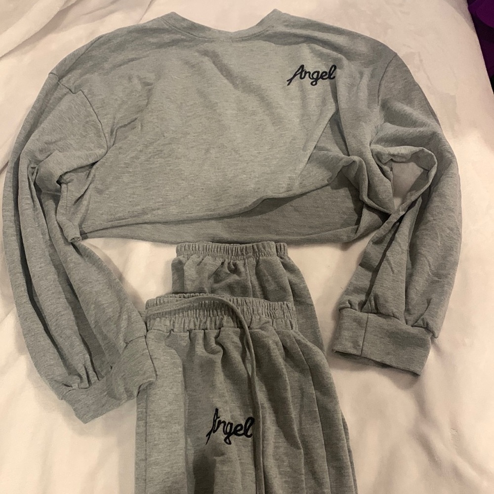 Gray PJ Angel Cropped Set